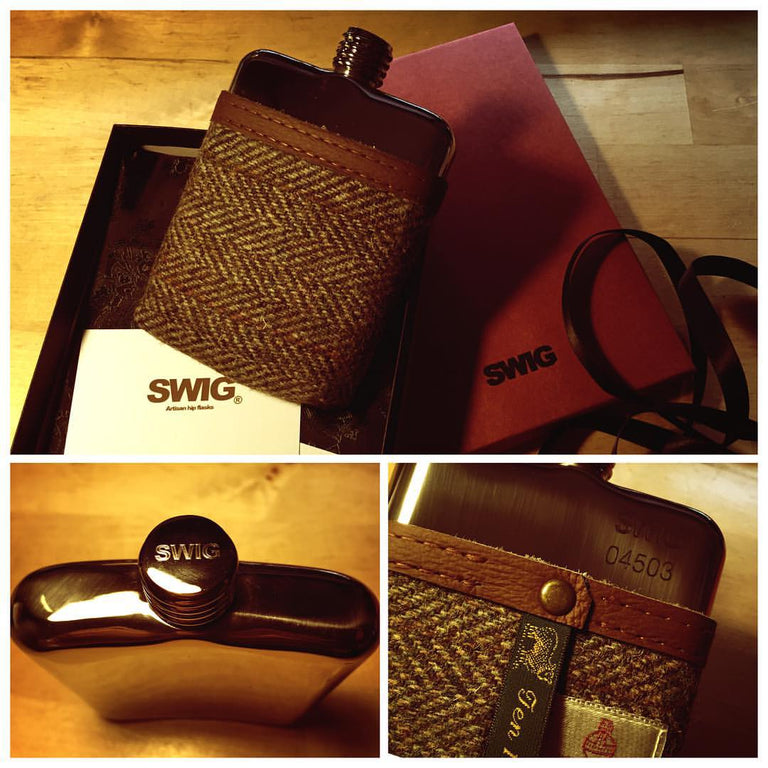 SWIG® Harris Tweed Brown Hip Flask