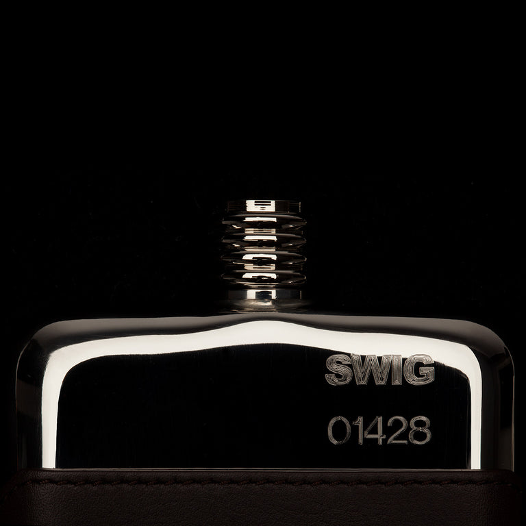 SWIG Hip Flask Brown Leather Executive Personalised