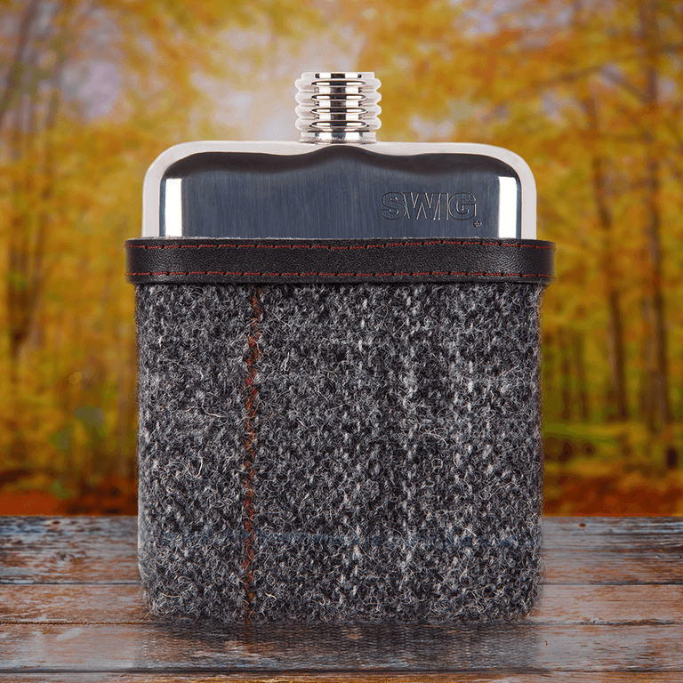 SWIG® Harris Tweed Black Hip Flask