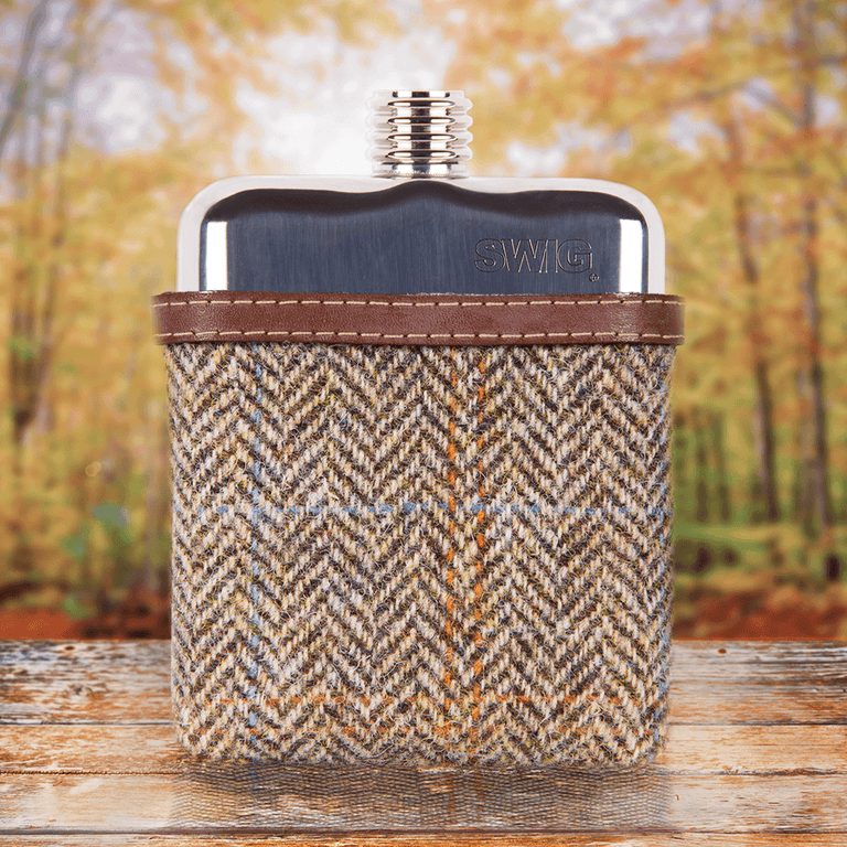 SWIG® Harris Tweed Brown Hip Flask