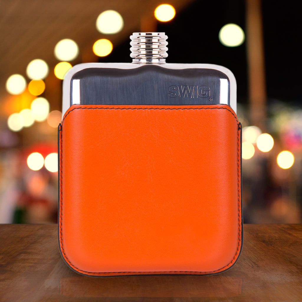 Personalised Pewter Hip Flask with Leather Pouch
