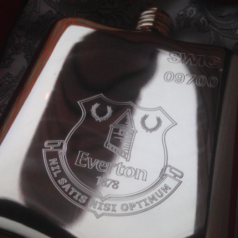 Everton personalised hip flask engraving 