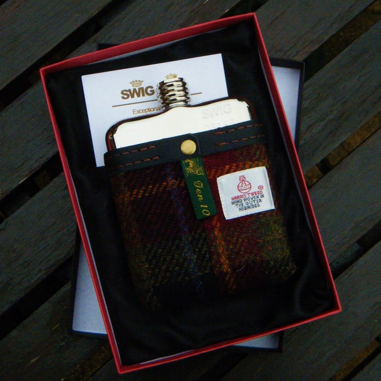 SWIG® Harris Tweed Red Hip Flask