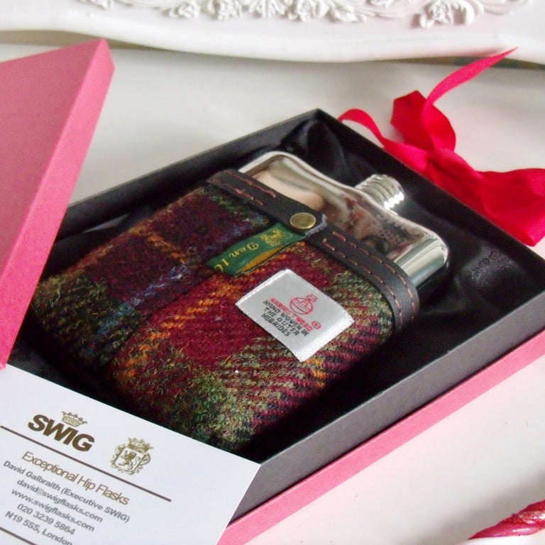 SWIG® Harris Tweed Red Hip Flask