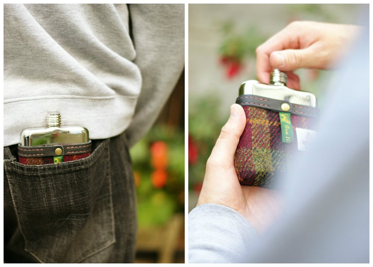 SWIG® Harris Tweed Red Hip Flask