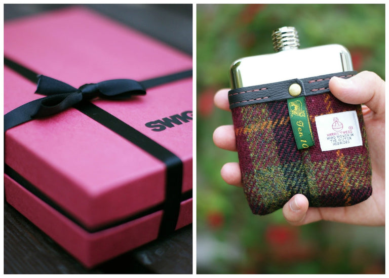 SWIG® Harris Tweed Red Hip Flask