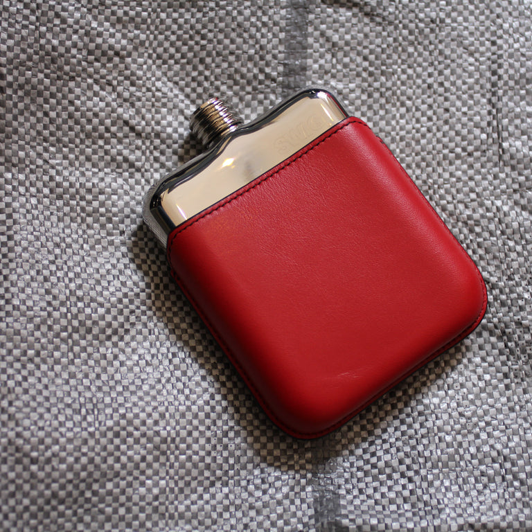SWIG Hip Flask Red Leather Executive Personalised