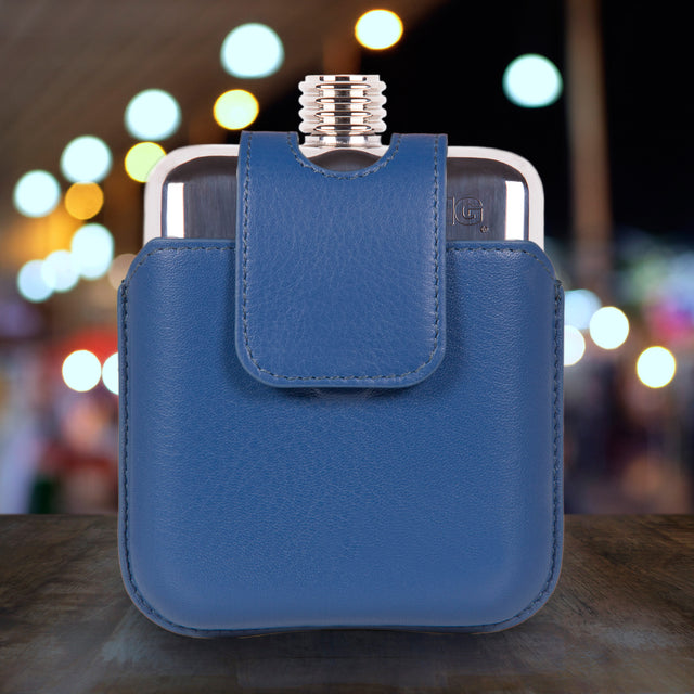 SWIG Magnetic Blue Executive Flask - Front