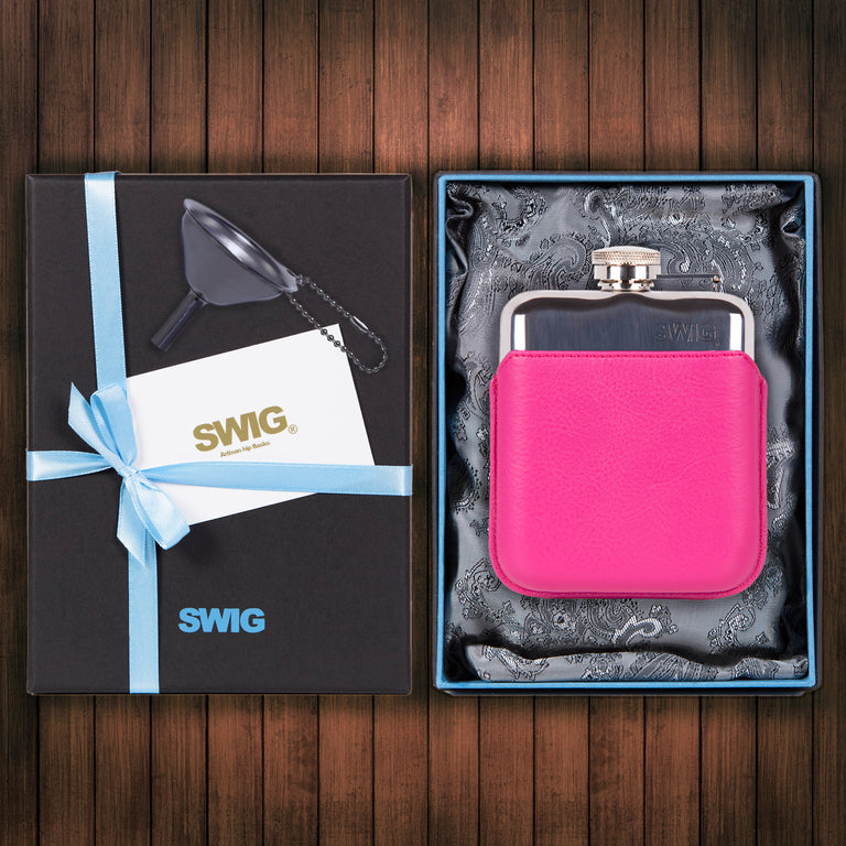 Wedding Hip Flask Capped Executive Pink SWIG 