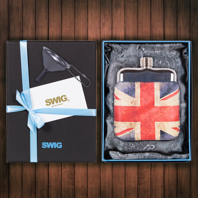 Wedding Hip Flask Gift Set Executive Union Jack SWIG