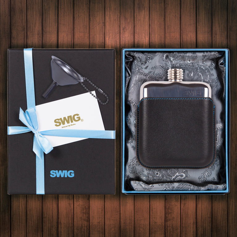 SWIG Hip Flasks Executive Black Gift Set