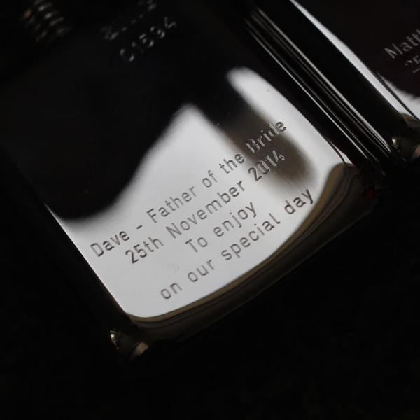 SWIG Hip Flasks Engraving Close up