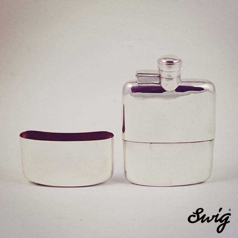 Hip Flask antique silver and glass