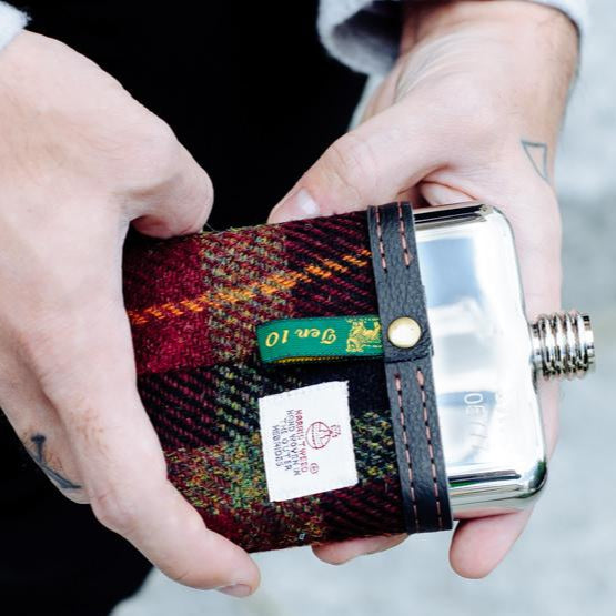 SWIG® Harris Tweed Red Hip Flask